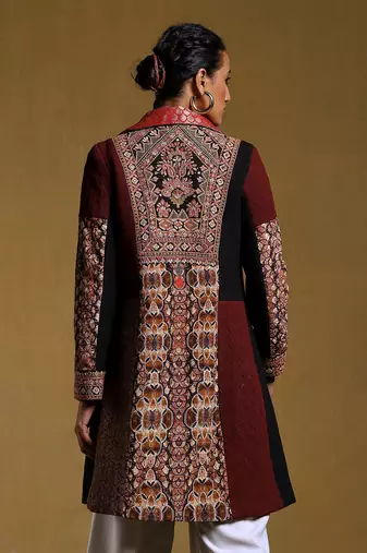 Black Printed Jacket by RITU KUMAR