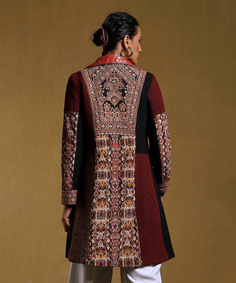 Black Printed Jacket by RITU KUMAR