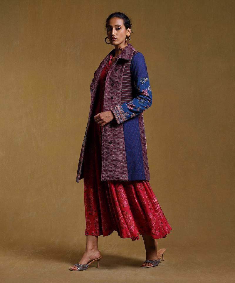 Navy Paisley Print Jacket by RITU KUMAR