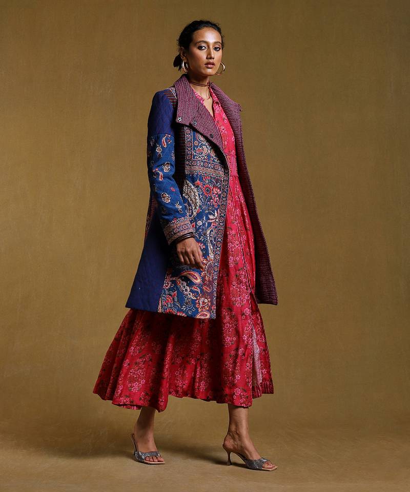 Navy Paisley Print Jacket by RITU KUMAR
