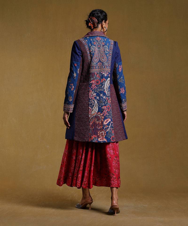 Navy Paisley Print Jacket by RITU KUMAR