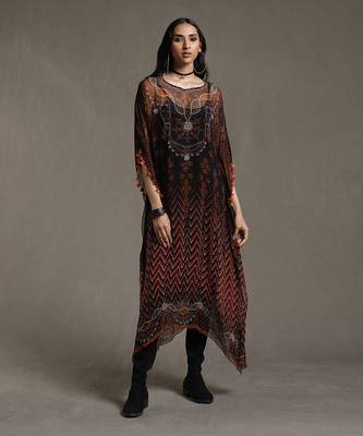 Black Printed Kaftan With Inner by RITU KUMAR 1