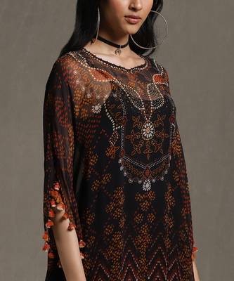 Black Printed Kaftan With Inner by RITU KUMAR 5