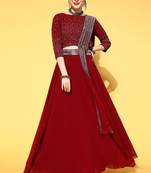 Maroon zari georgette stitched lehenga