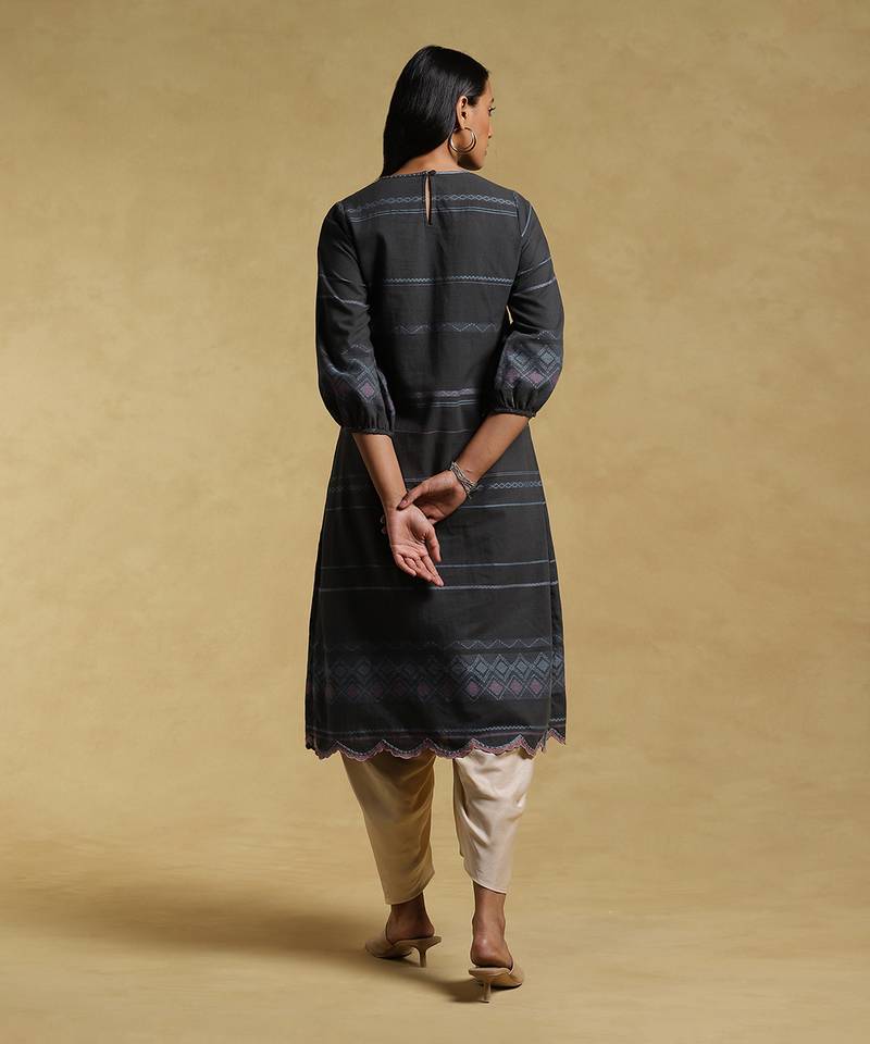 Black Striped Kurta by RITU KUMAR
