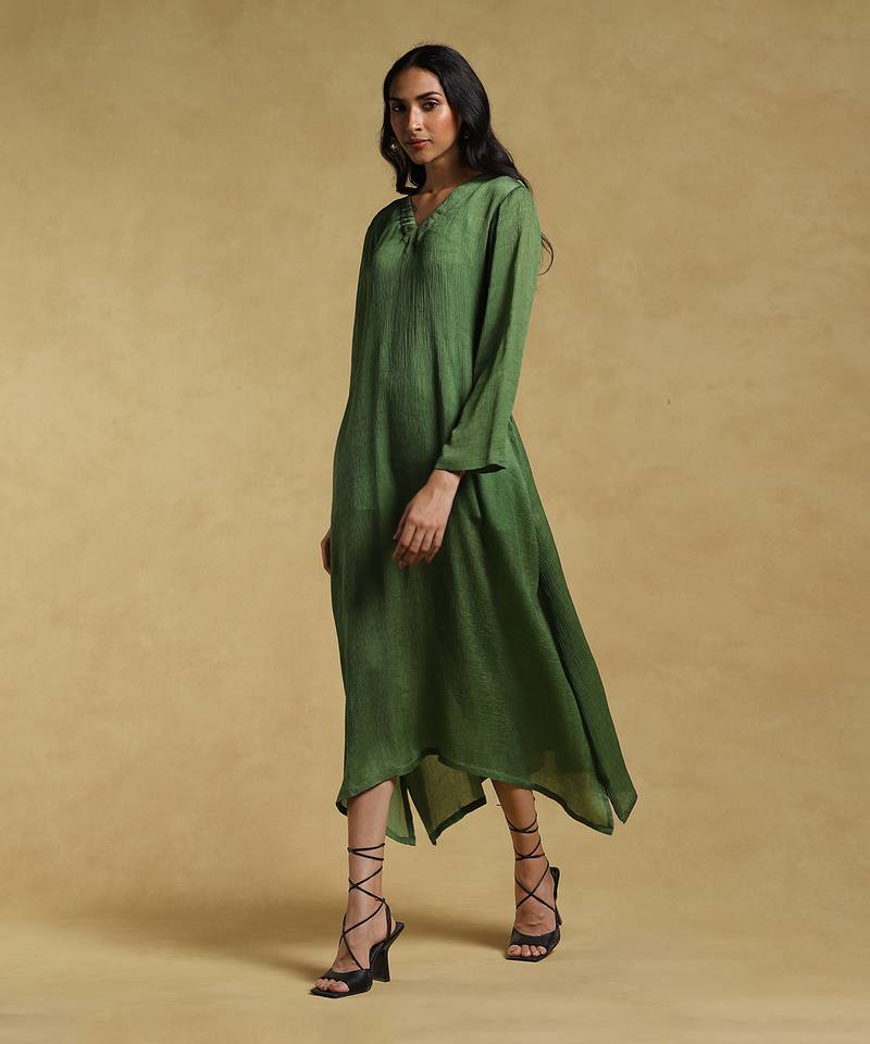 Green Textured Kurta by RITU KUMAR