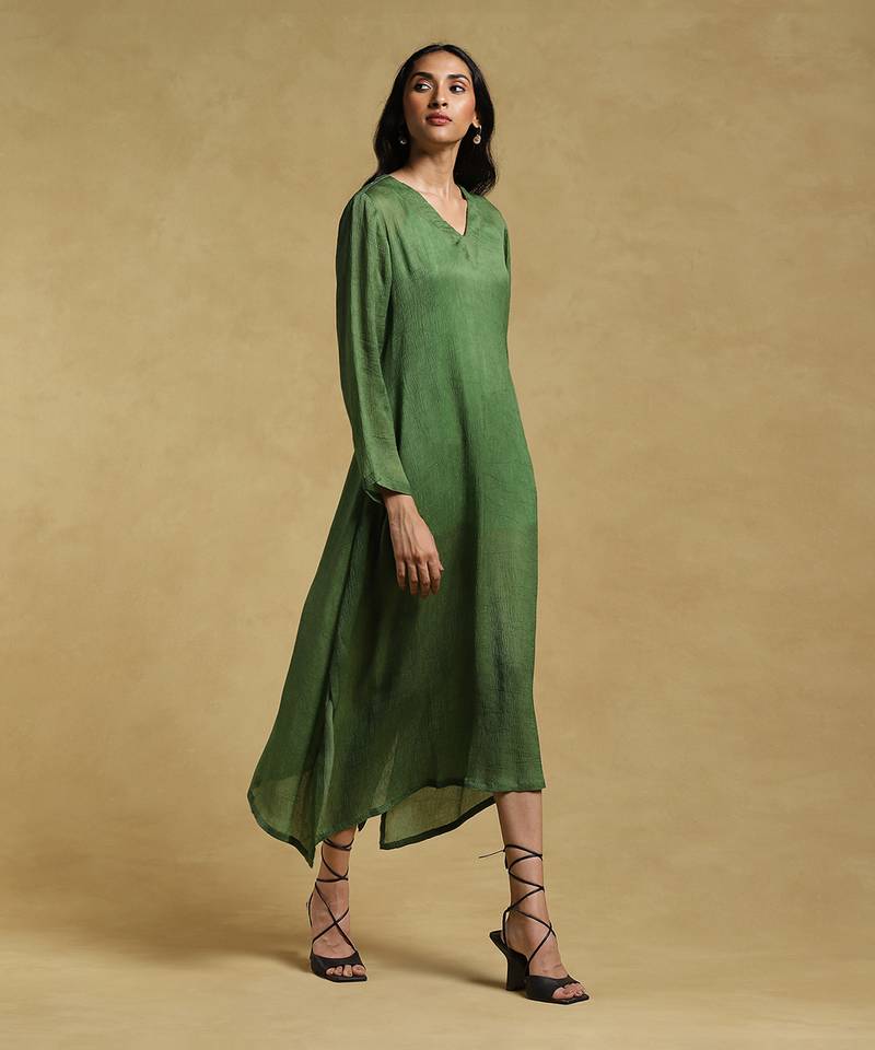 Green Textured Kurta by RITU KUMAR