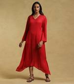 Red Textured Kurta by RITU KUMAR