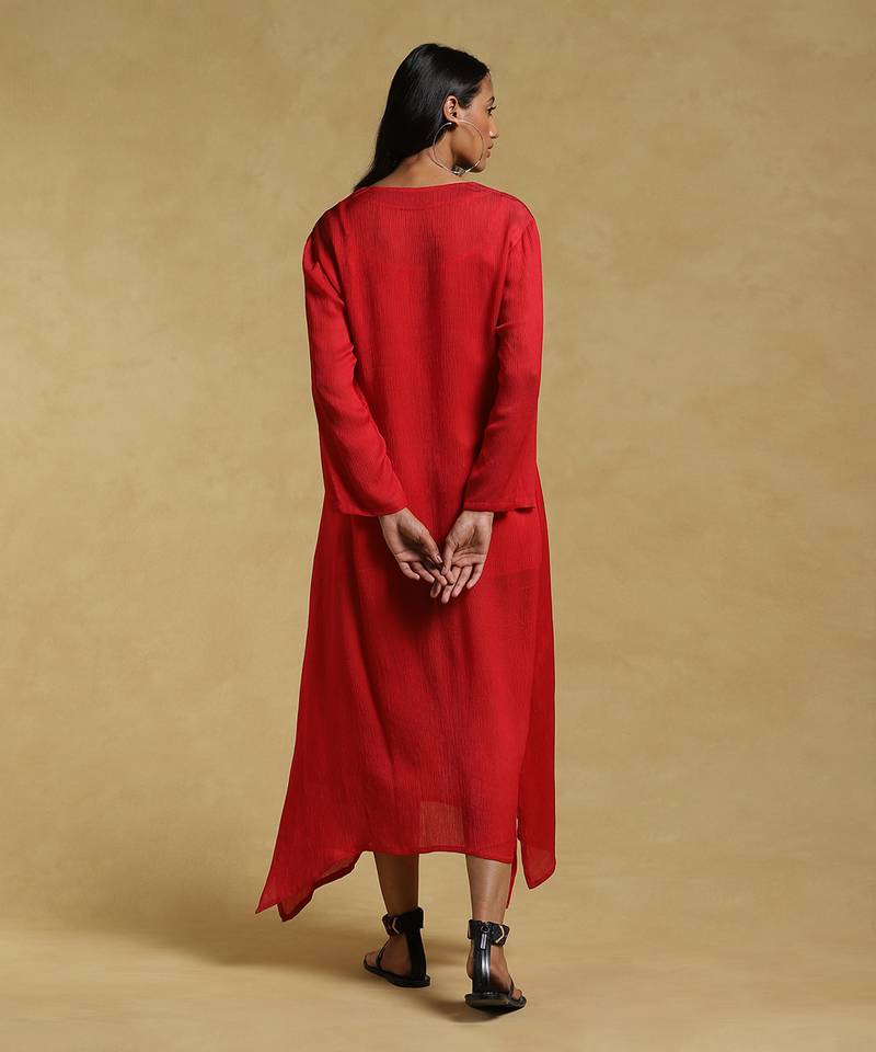 Red Textured Kurta by RITU KUMAR