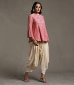 Pink Embroidered chanderi Kurti by RITU KUMAR