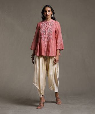 Pink Embroidered chanderi Kurti by RITU KUMAR 2