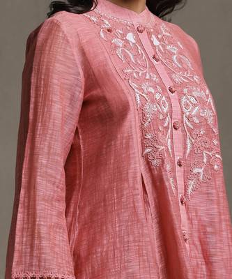 Pink Embroidered chanderi Kurti by RITU KUMAR 6
