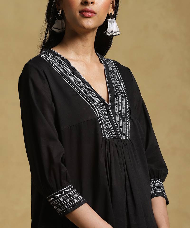 Black Gathered Kurti