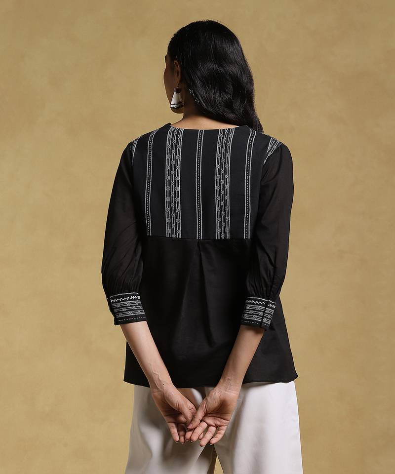 Black Gathered Kurti