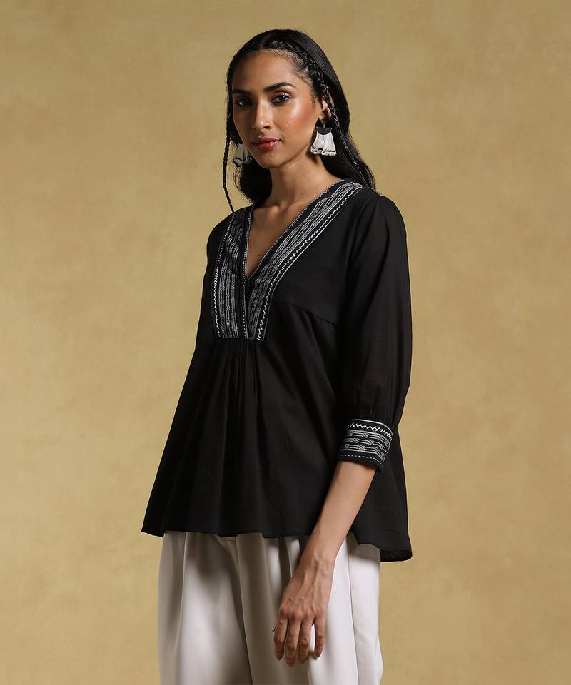 Black Gathered Kurti