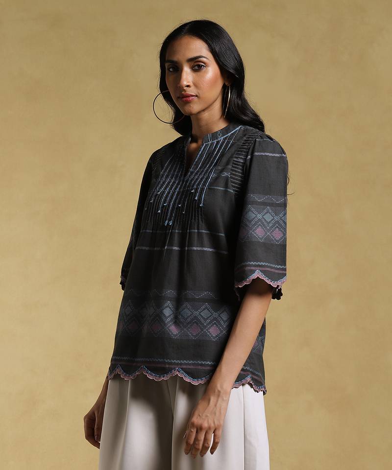 Black Striped Kurti by RITU KUMAR