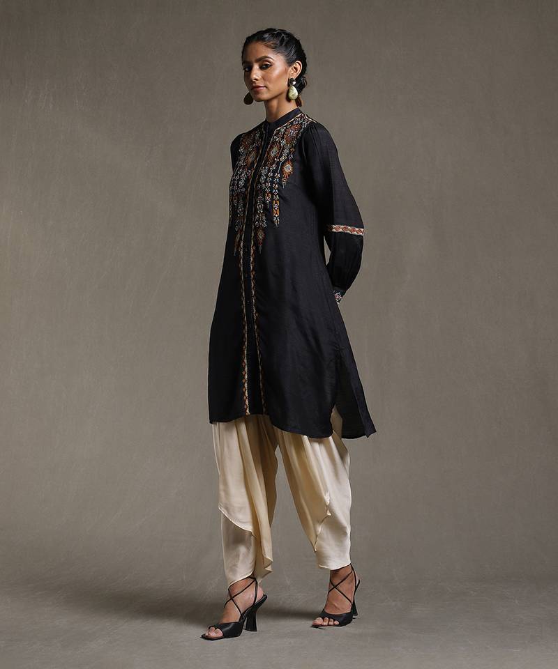 Black Embroidered Kurti by RITU KUMAR