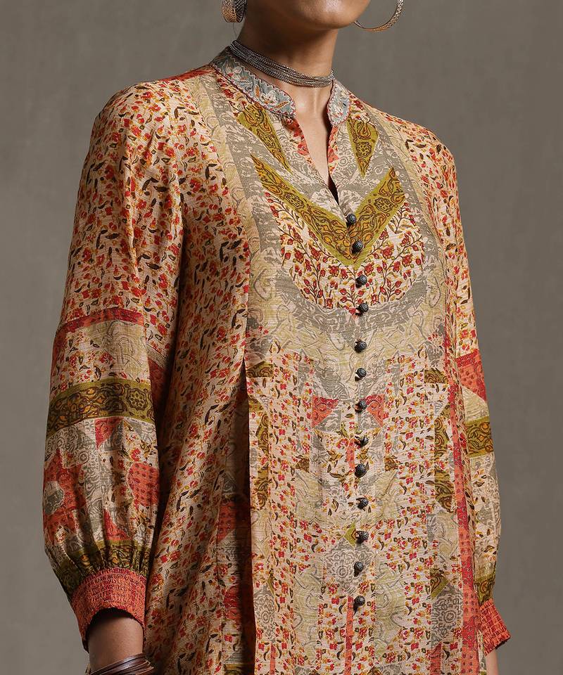 Beige Printed Kurti by RITU KUMAR