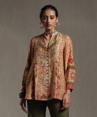 Beige Printed Kurti by RITU KUMAR 3