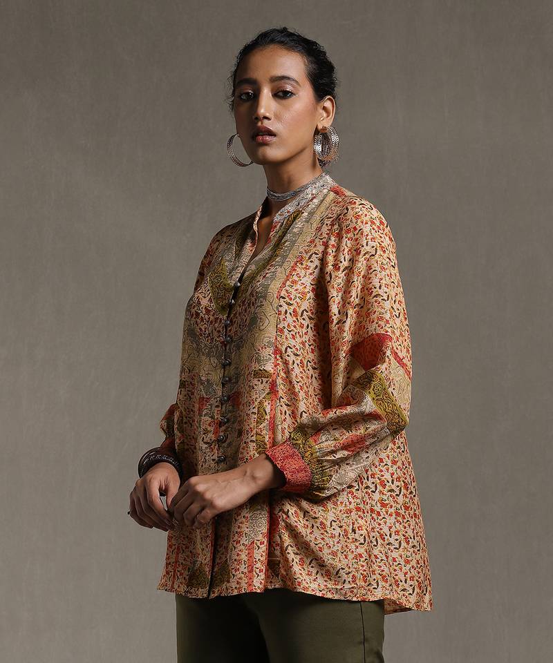 Beige Printed Kurti by RITU KUMAR