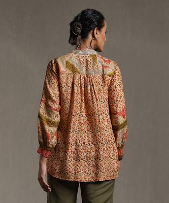 Beige Printed Kurti by RITU KUMAR 6