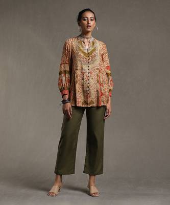Beige Printed Kurti by RITU KUMAR 7