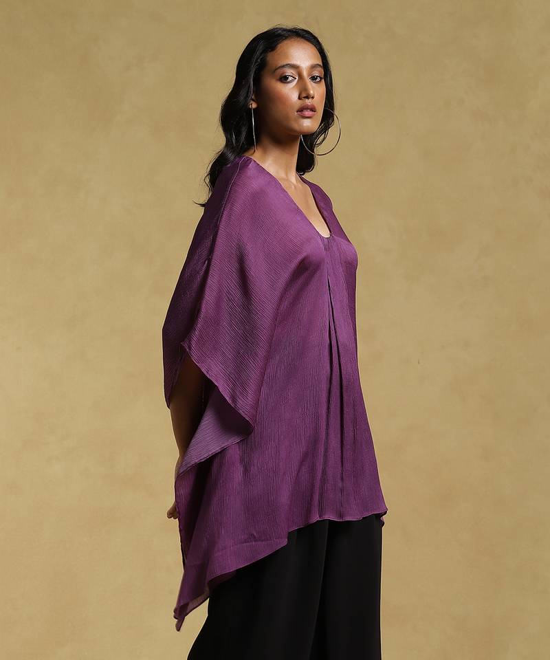 Purple Textured Kaftan Kurti