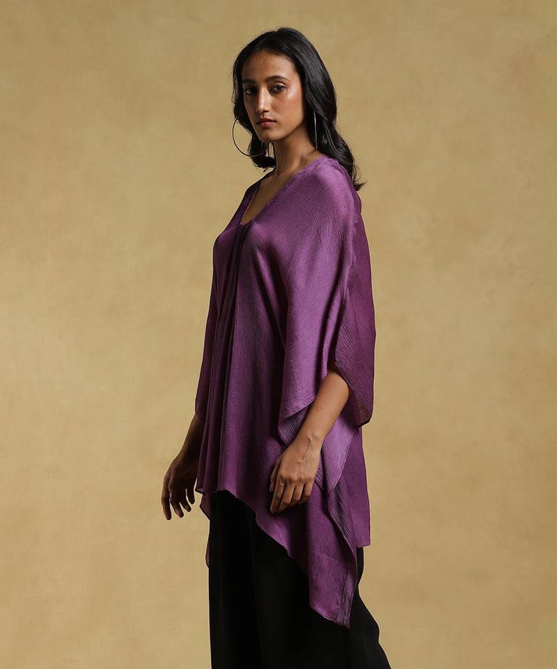 Purple Textured Kaftan Kurti