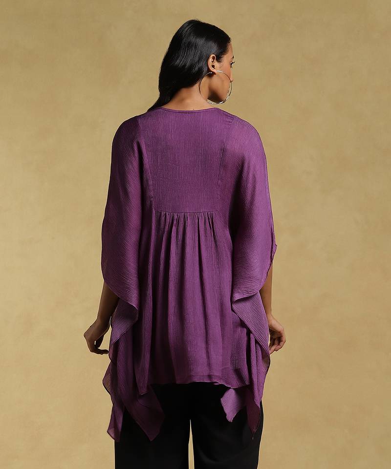 Purple Textured Kaftan Kurti