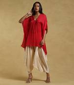 Red Textured Kaftan Kurti