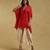 Red Textured Kaftan Kurti