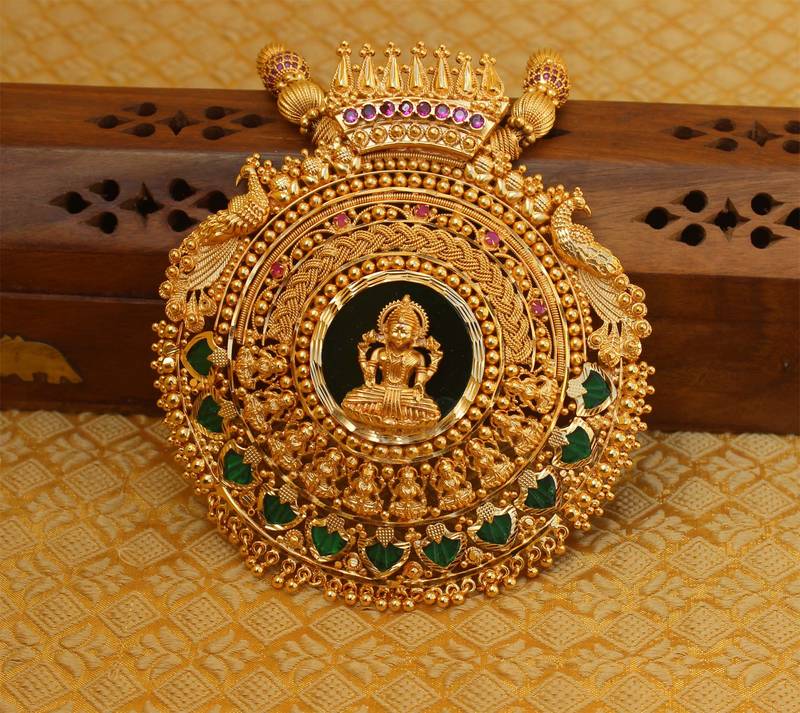 High gold palakka big pendant Temple necklace