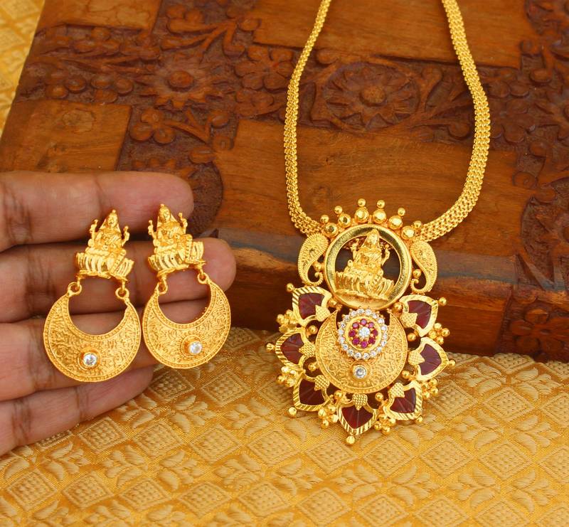 High gold palakka Temple necklace