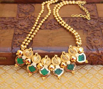 Green Palakka Peacock two layer necklace 1
