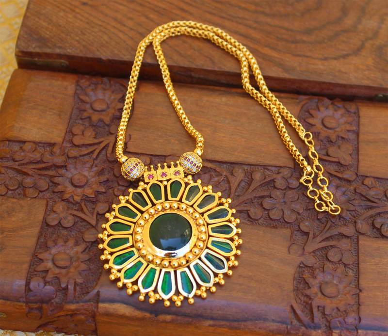 High gold green palakka necklace