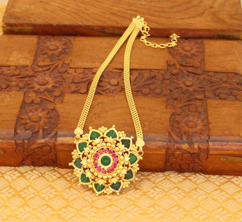 High gold green palakka necklace
