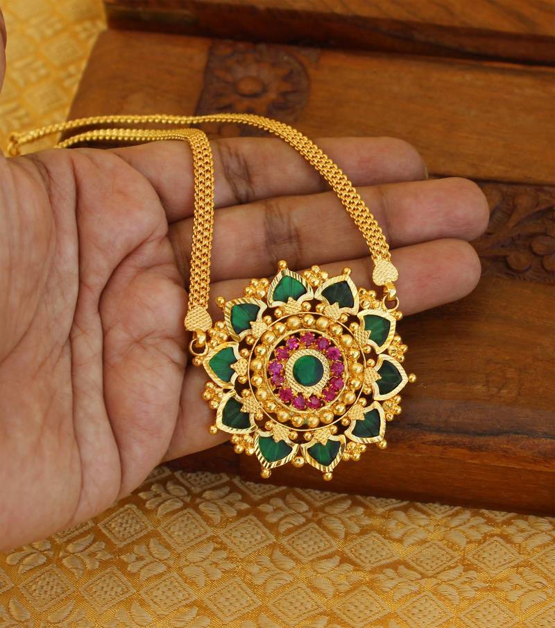 High gold green palakka necklace