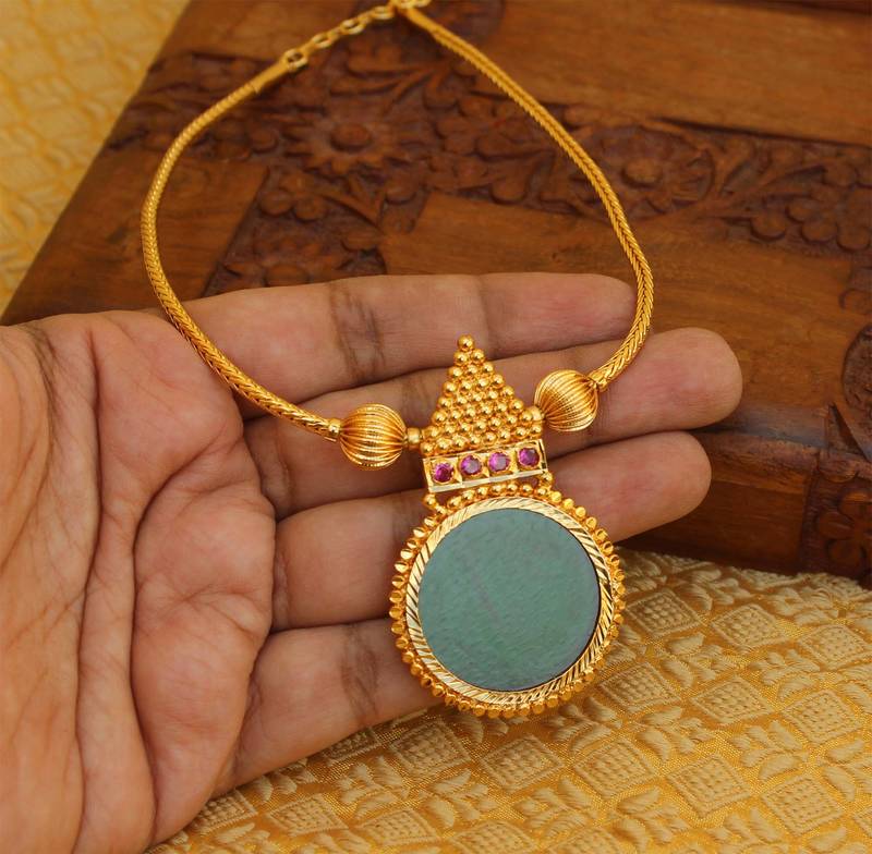Kerala style palakka gold plated necklace