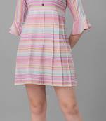 Gruhnaree Pink Floral Yoke Design Short Kurta