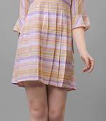 Gruhnaree Purple Floral Yoke Design Short Kurta