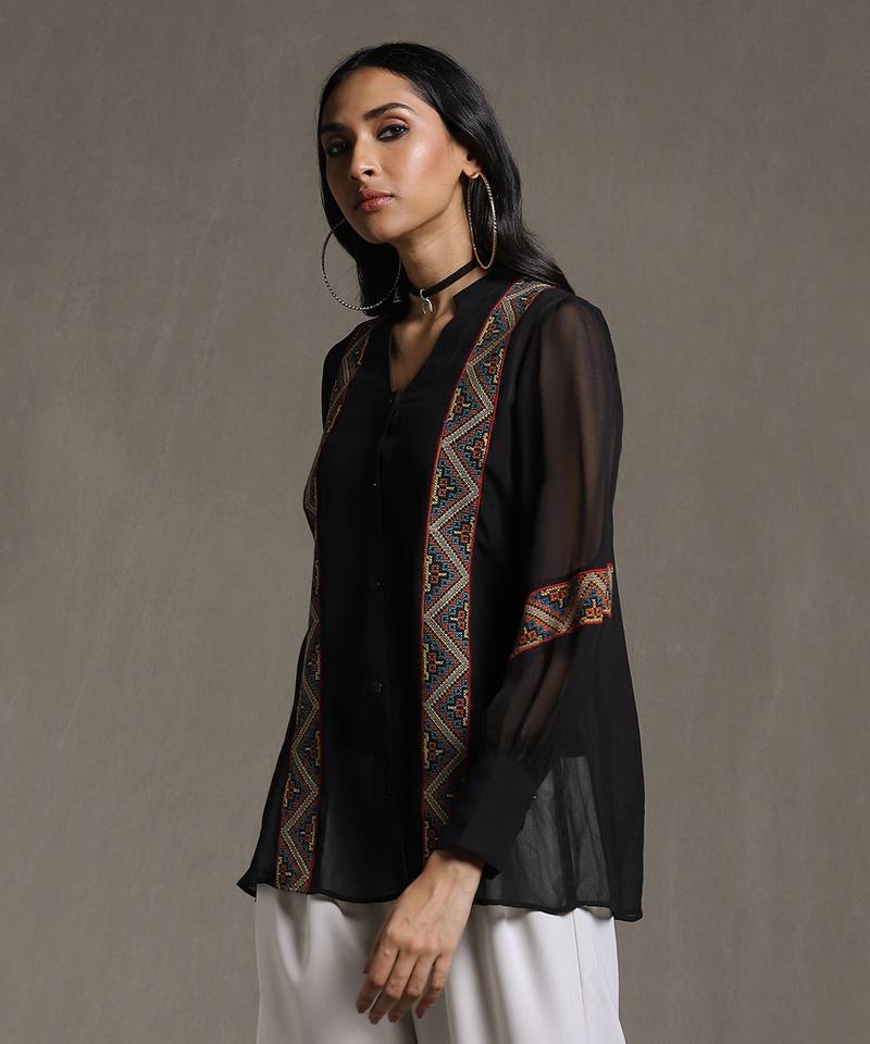 Black Embroidered Kurti by RITU KUMAR