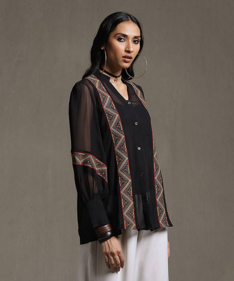 Black Embroidered Kurti by RITU KUMAR