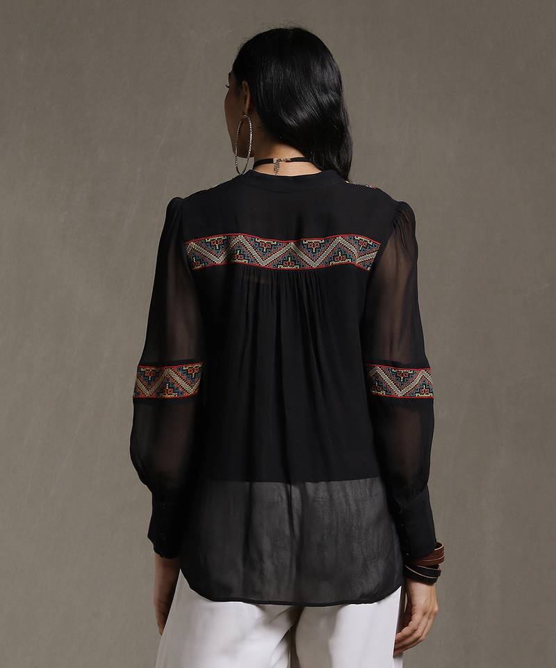 Black Embroidered Kurti by RITU KUMAR