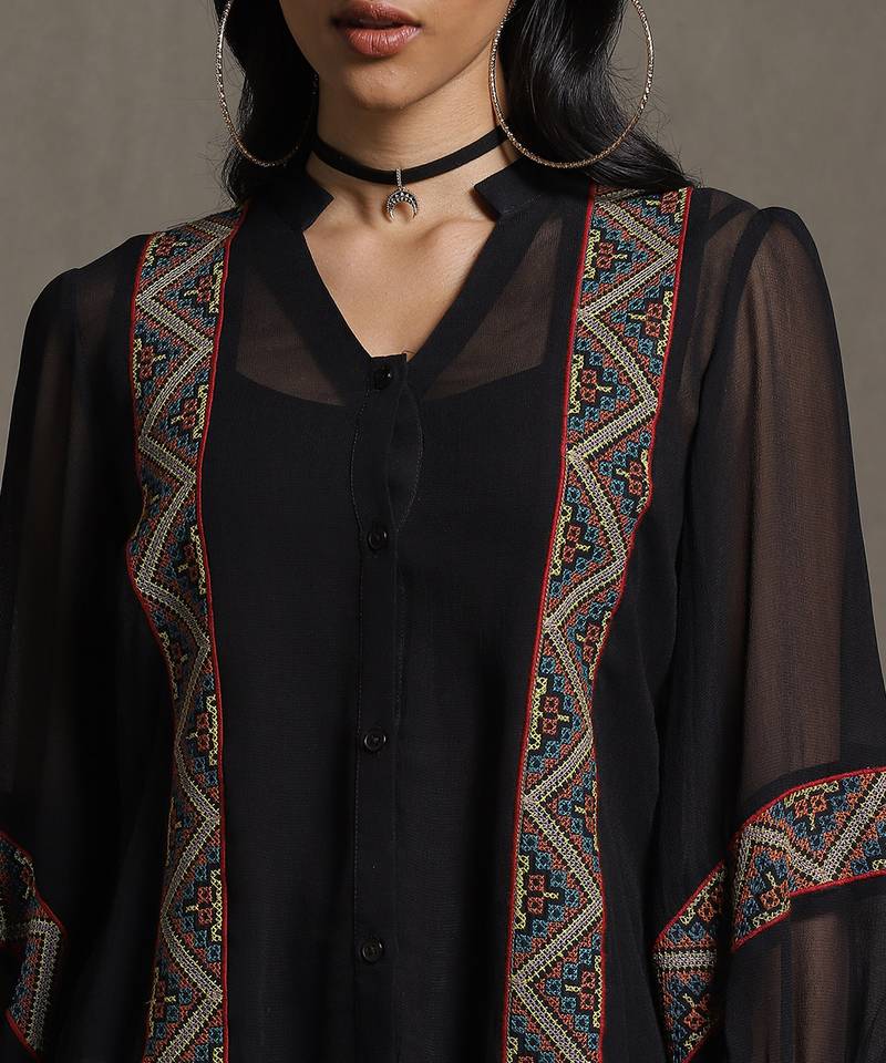 Black Embroidered Kurti by RITU KUMAR