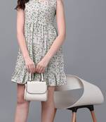 Gruhnaree Green Floral Yoke Design Short Kurta