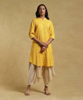 Yellow Textured Kurti 1