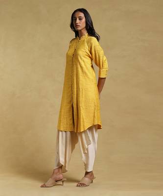 Yellow Textured Kurti 2