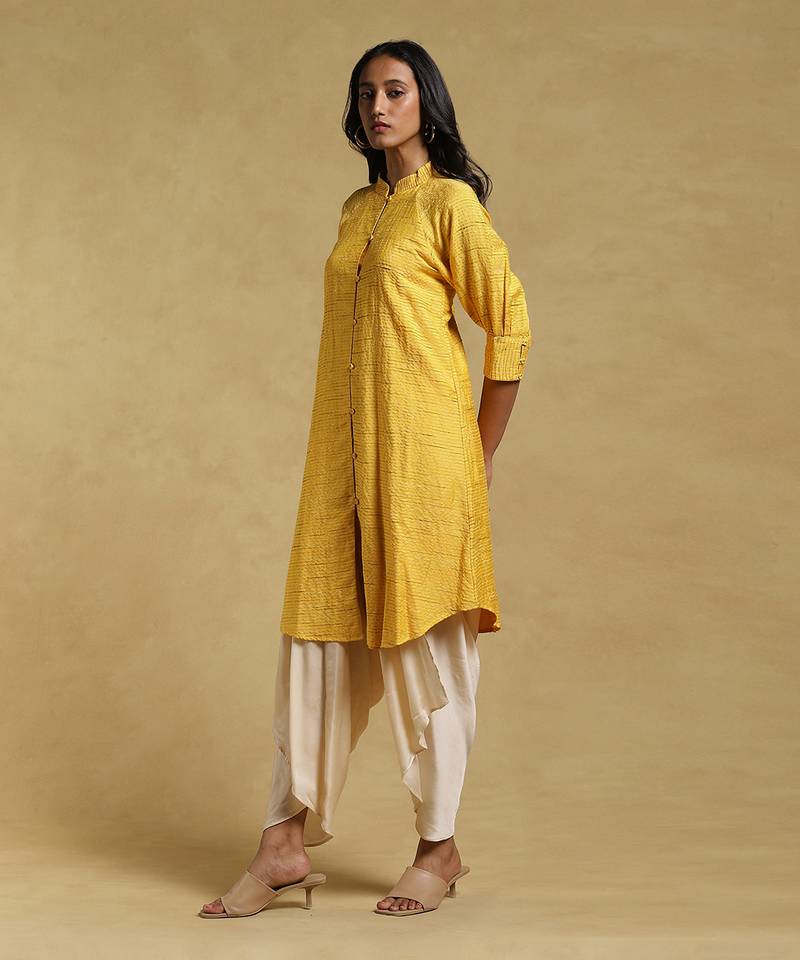 Yellow Textured Kurti