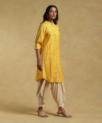 Yellow Textured Kurti 3
