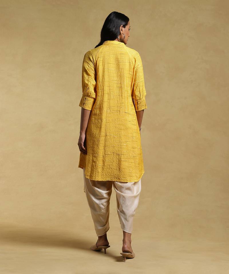 Yellow Textured Kurti